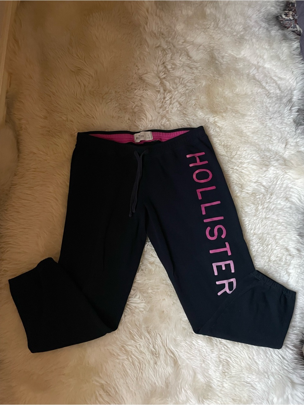 Vintage Hollister navy blue & pink low rise jogger sweatpants